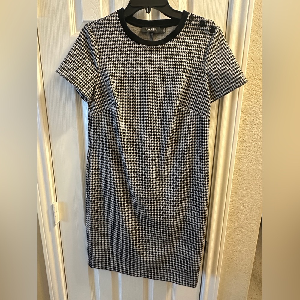 Ralph Lauren Black & White Houndstooth Midi Dress